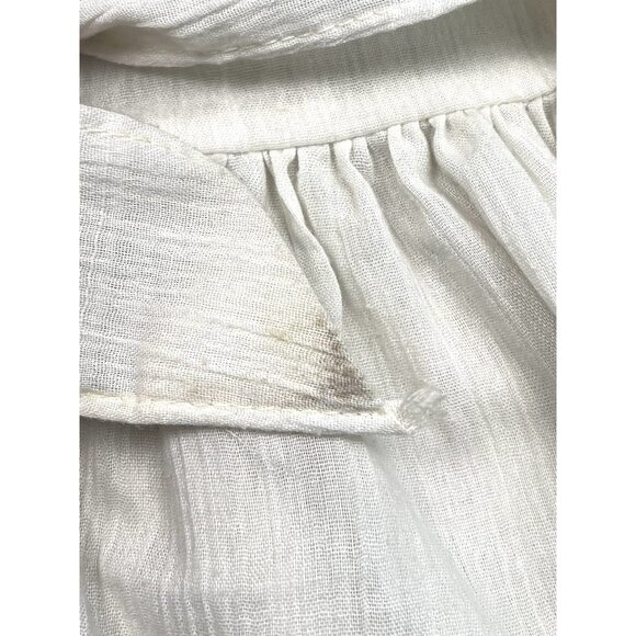 VTG 1950s GERANIO 24mos? Ivory Linen Embroidered SUNDRESS Cottagecore *Needs TLC - Picture 7 of 13